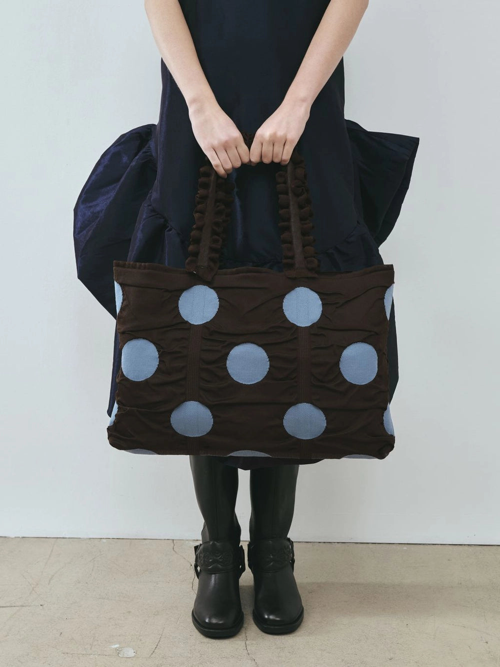 Polka Dot Shopper Bag - Brown by PleatsMama