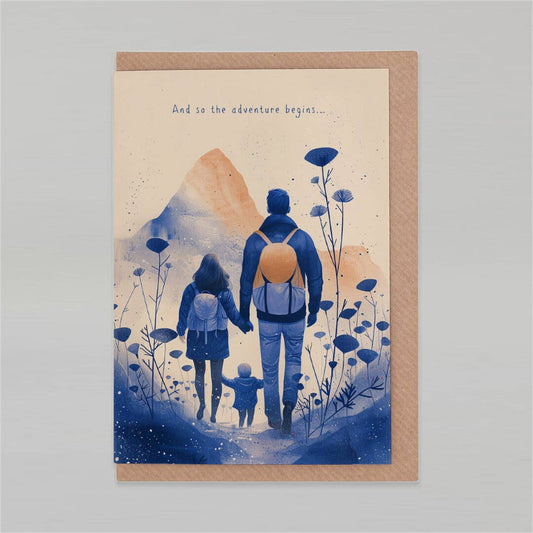 And so the adventure begins | New Baby Card | Gender Neutral: Kraft paper