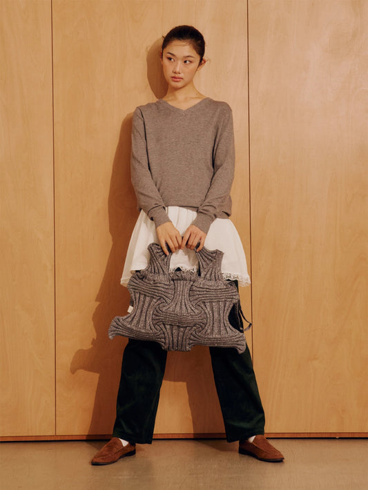 Big Bow Bag - Glitter Stone Brown by PleatsMama