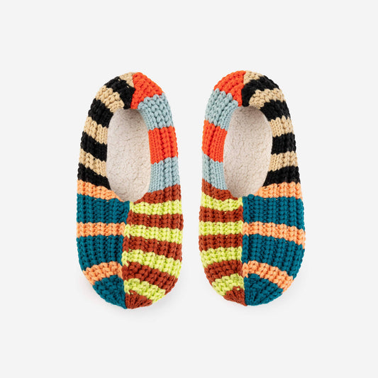 Patchwork Stripe Rib Slippers: Sport / S/M - W 6-8<br>M 5-6.5