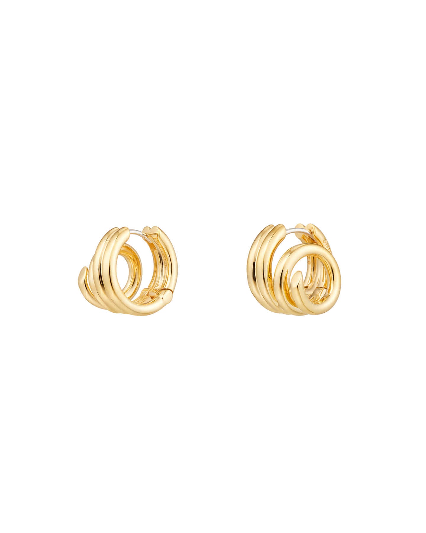 Diagonal Coil Hoop Earrings #8101 - Gold Medium by Numbering