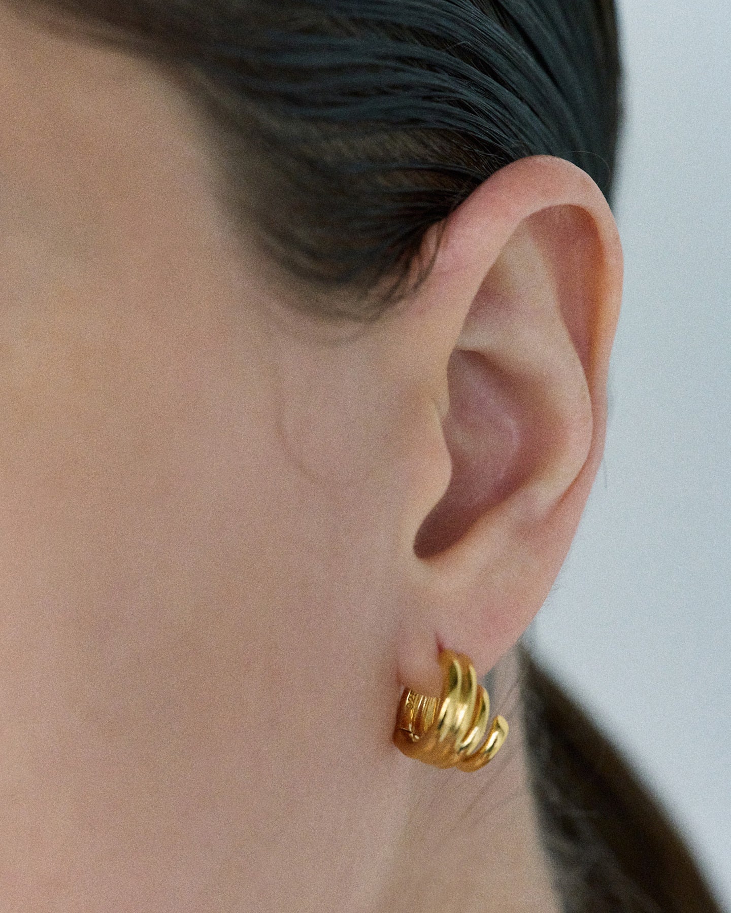 Diagonal Coil Hoop Earrings #8101 - Gold Medium by Numbering