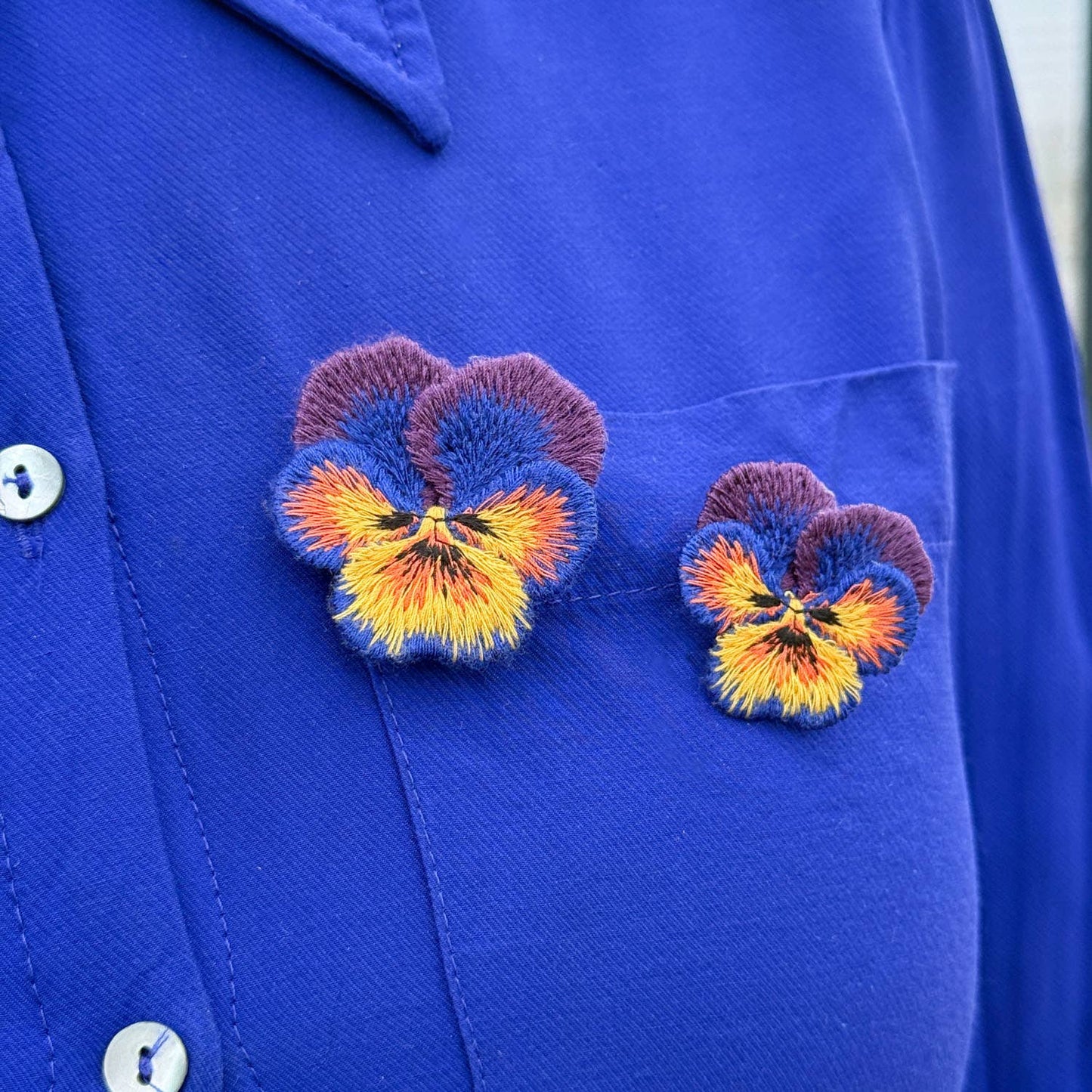 💜 Pansies Embroidered Brooches – Violet (set of 2) - by Botanopia