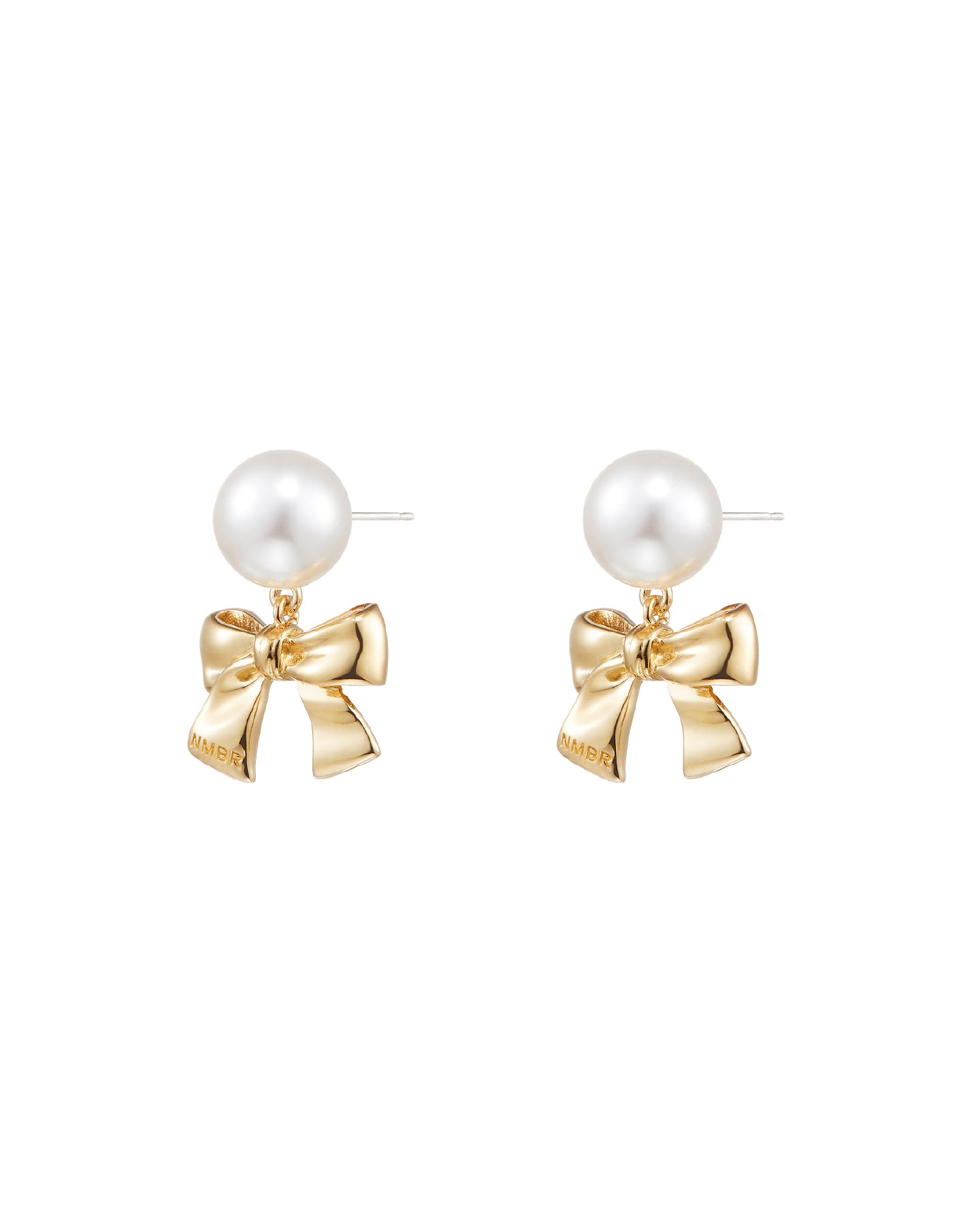 Ribbon Dropped Pearl Earrings #9118 - Gold by Numbering