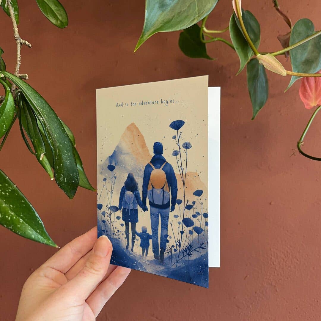 And so the adventure begins | New Baby Card | Gender Neutral: Kraft paper