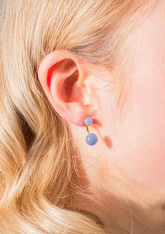 Arch Earrings - Blonde Agate Blue by House of Vincent