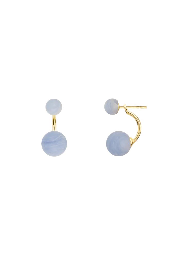 Arch Earrings - Blonde Agate Blue by House of Vincent