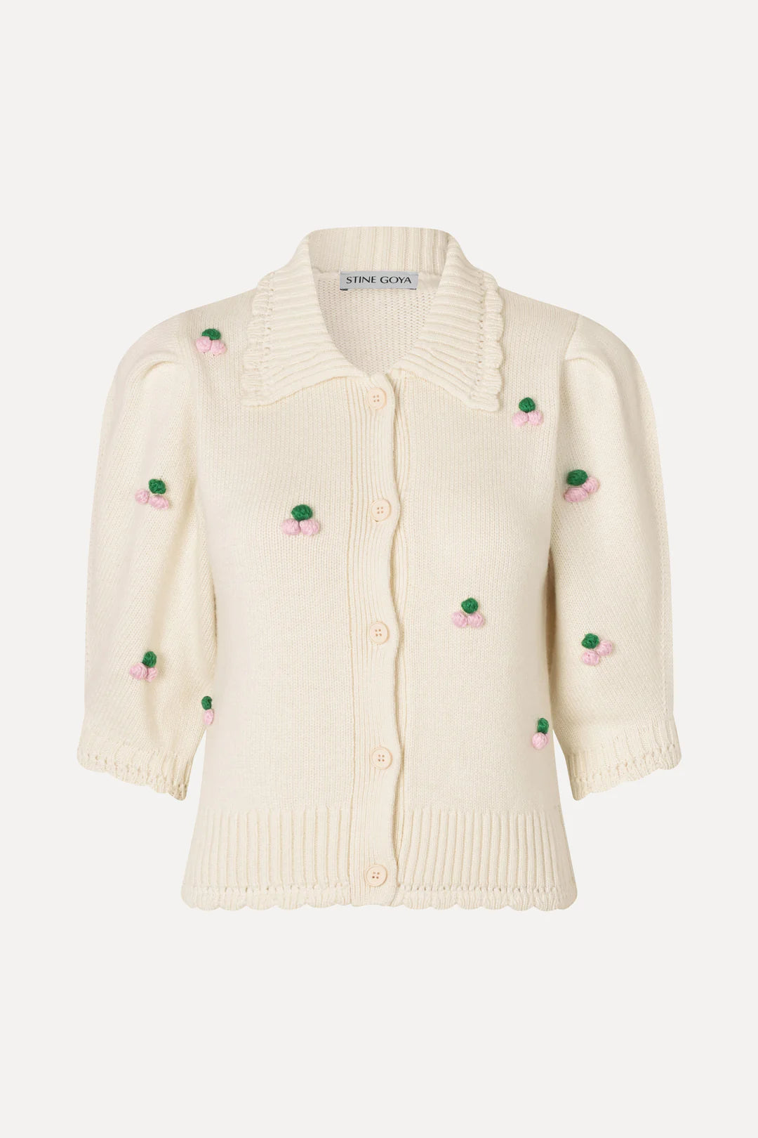 Bubble Knit Polo Cardigan - Vanilla by Stine Goya