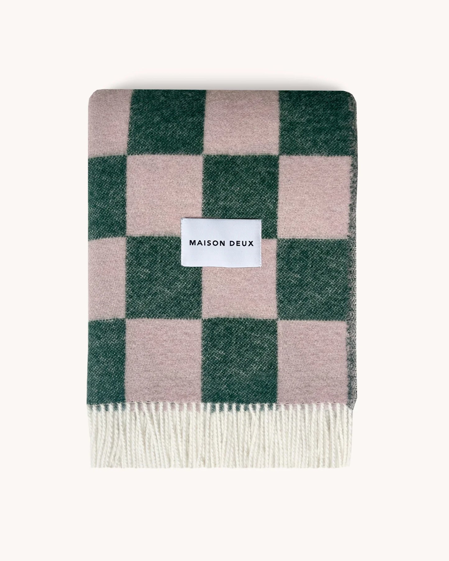 Checkerboard Blanket Green Pink by Maison Deux