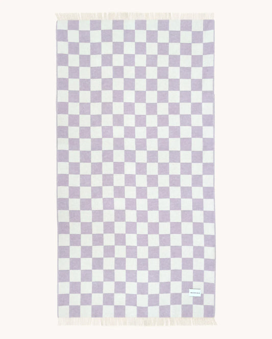 Checkerboard Blanket XL Lilac White by Maison Deux