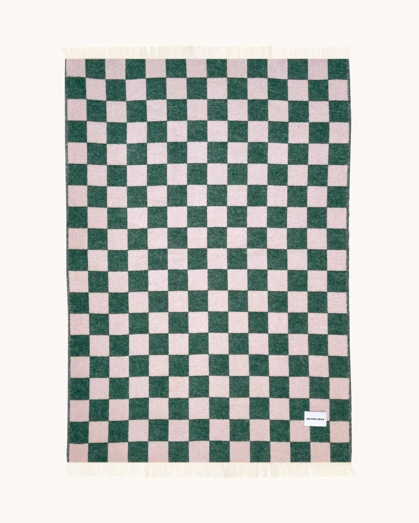 Checkerboard Blanket Green Pink by Maison Deux