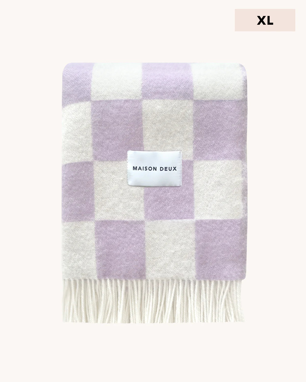 Checkerboard Blanket XL Lilac White by Maison Deux