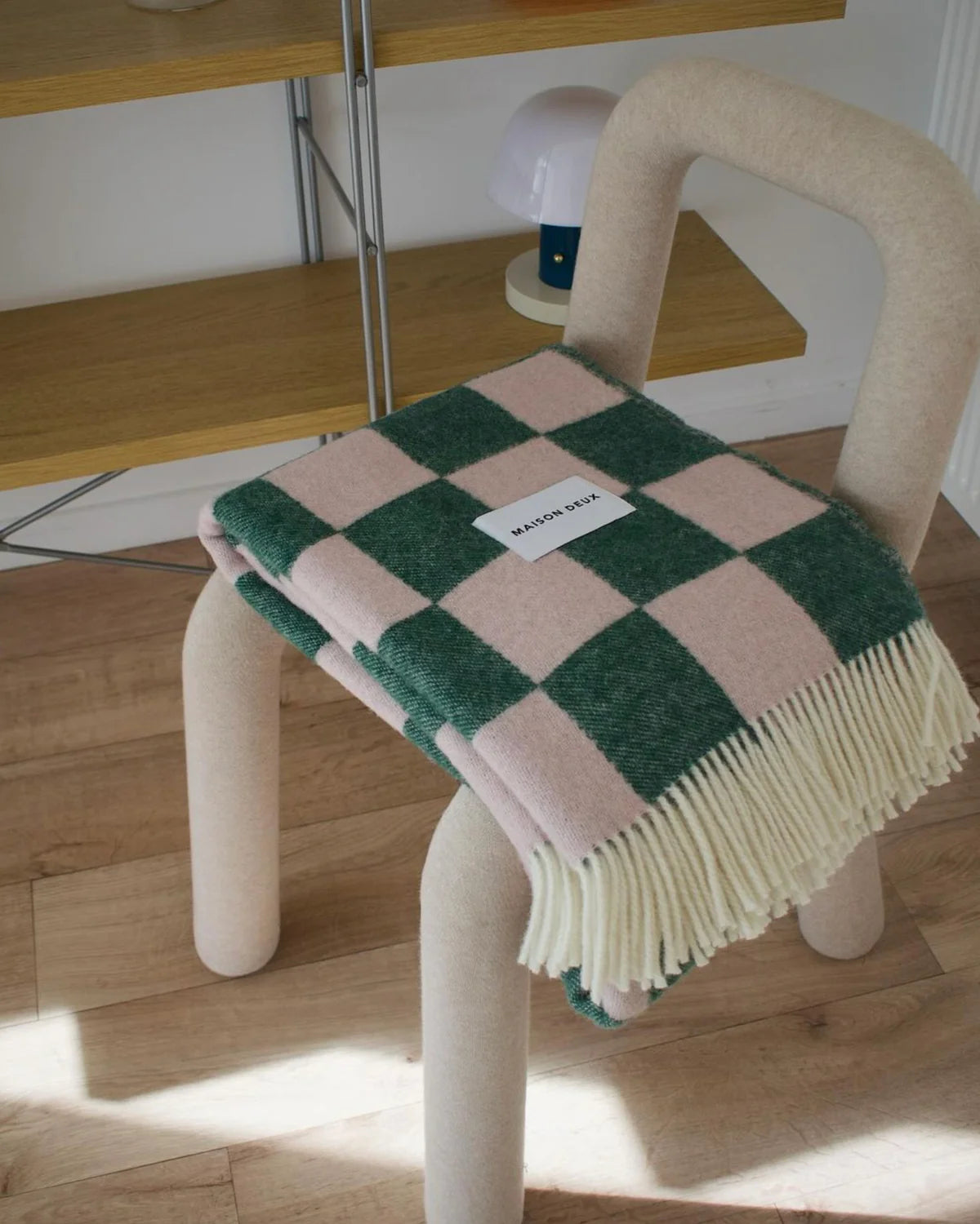 Checkerboard Blanket Green Pink by Maison Deux