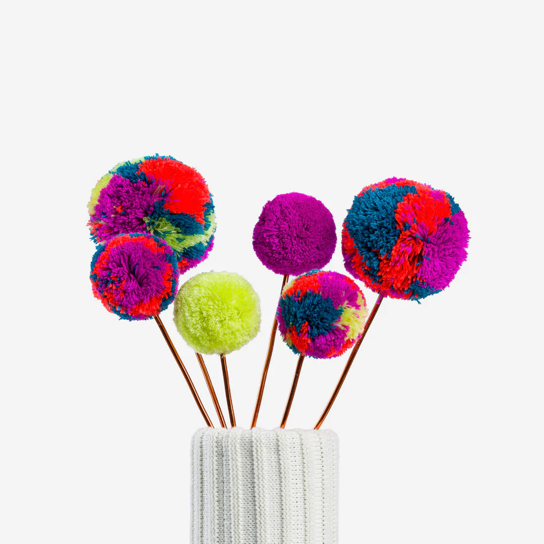 Fluffy Pom Flower Bouquet - Magenta Lime by Verloop