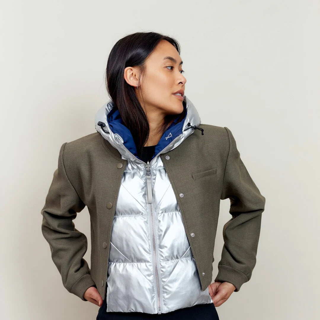 Reversible Pull-on Hood - Silver and Navy Blue by Fudoon