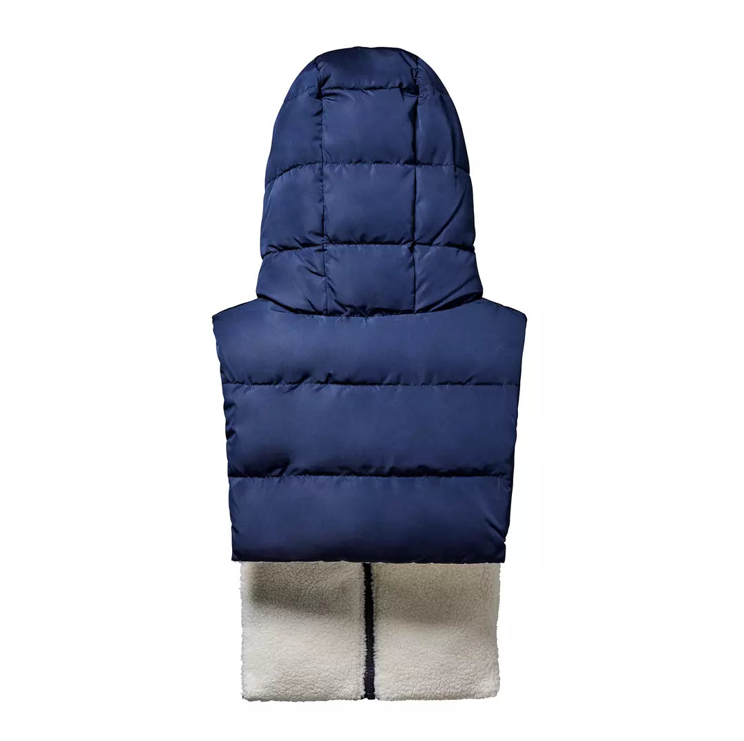 Reversible Pull-on Hood - Navy Blue and Ecru Shearling by Fudoon