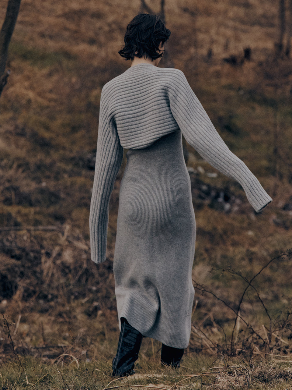 Asymmetry Sleeveless Knit Dress Bolero Set by LVIR
