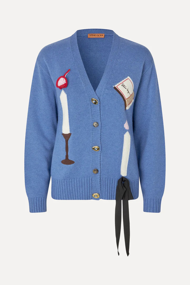 L/S V Neck Cardigan  - Candle Setting Intarsia by Stine Goya