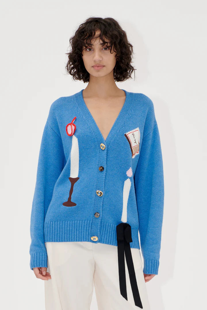 L/S V Neck Cardigan  - Candle Setting Intarsia by Stine Goya