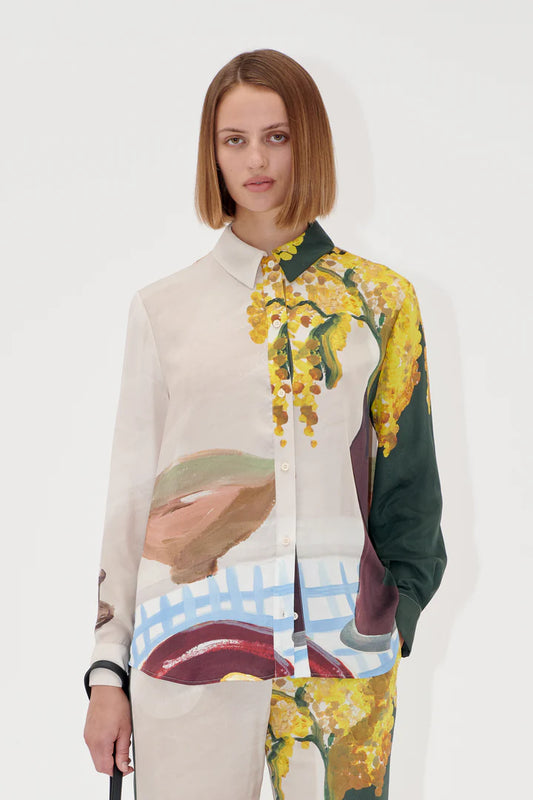 Long Sleeve Shirt - Lemons on a Plate by Stine Goya