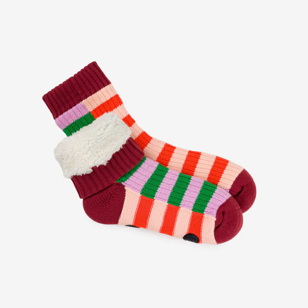 Super Stripe Knit House Socks - Kelly Lilac by Verloop