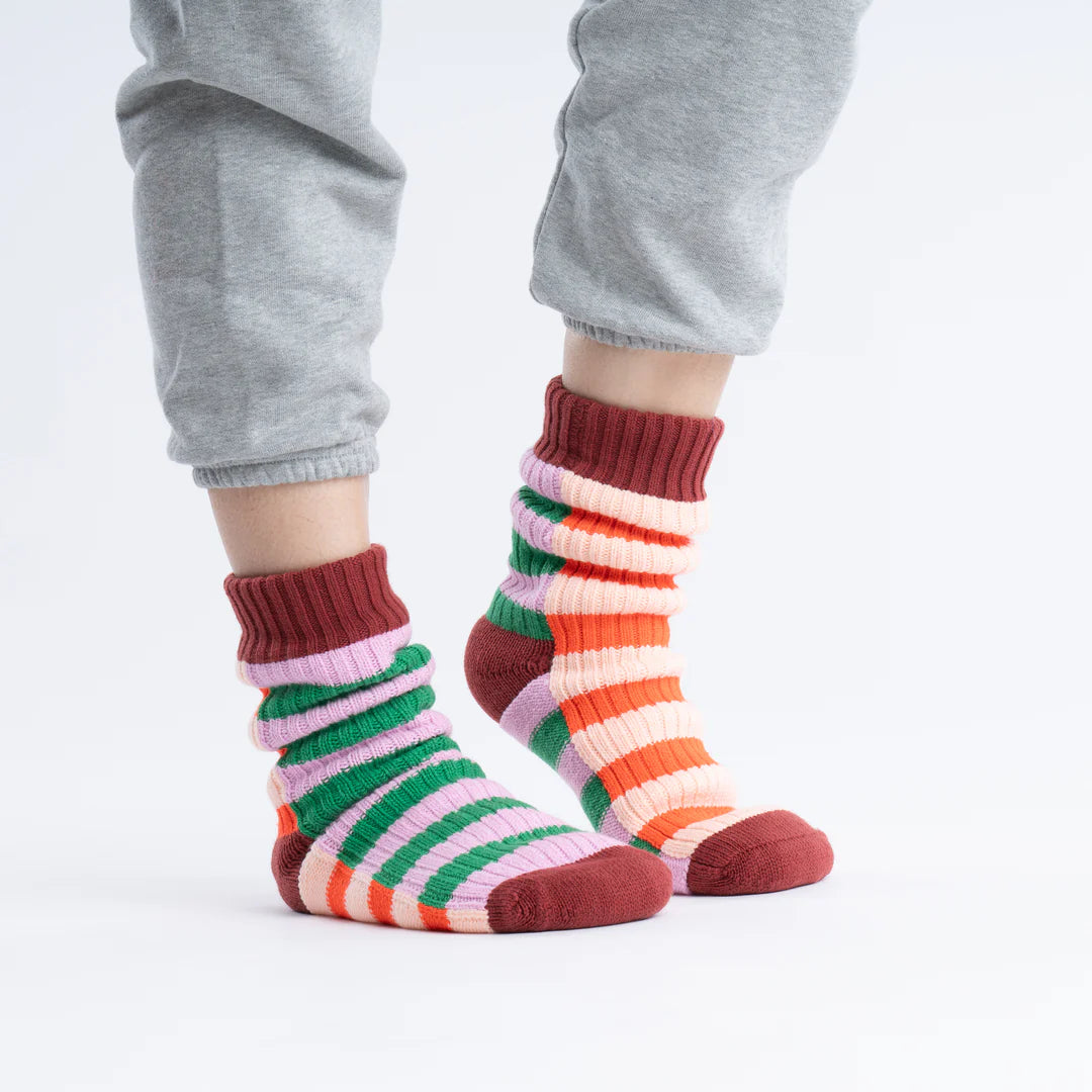 Super Stripe Knit House Socks - Kelly Lilac by Verloop