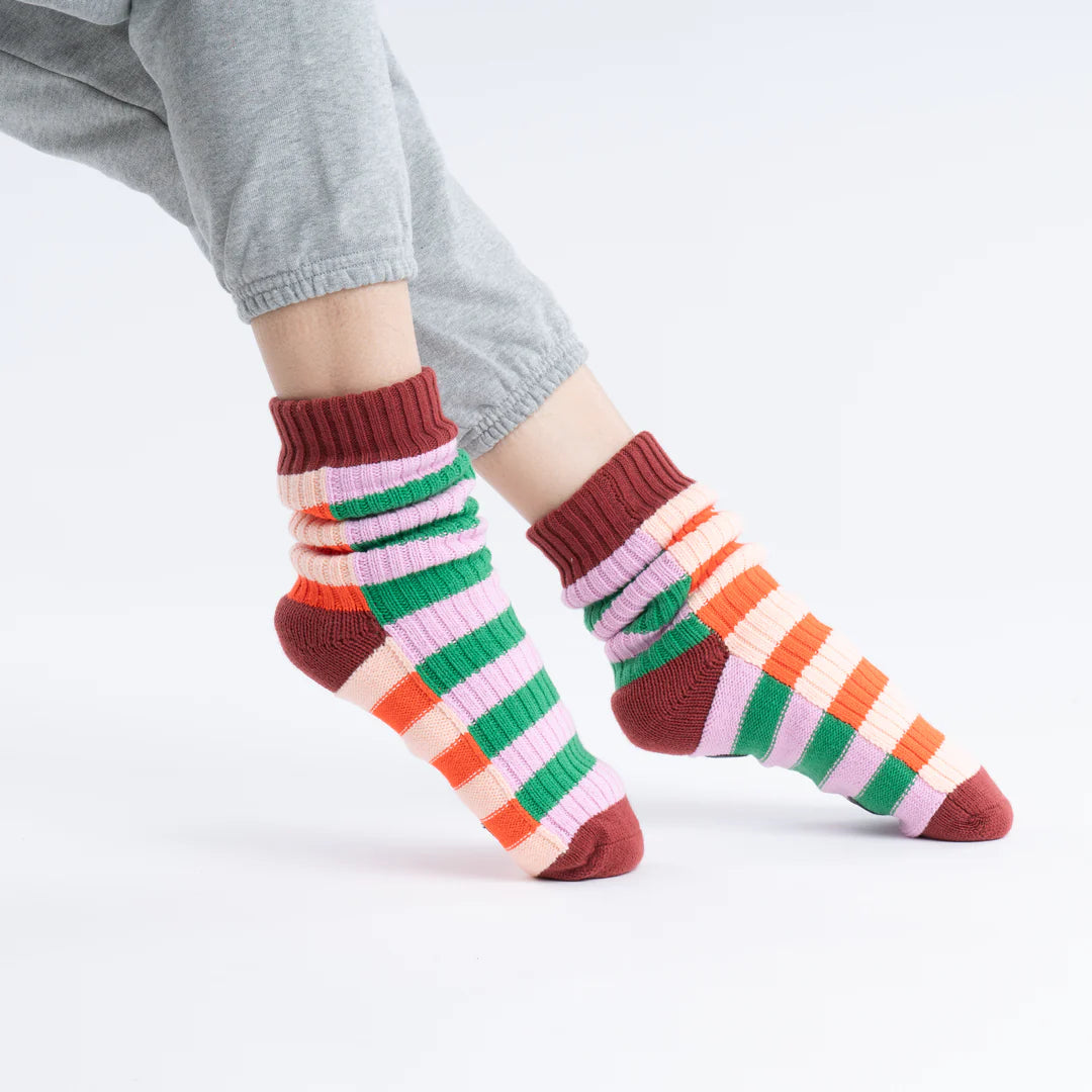 Super Stripe Knit House Socks - Kelly Lilac by Verloop