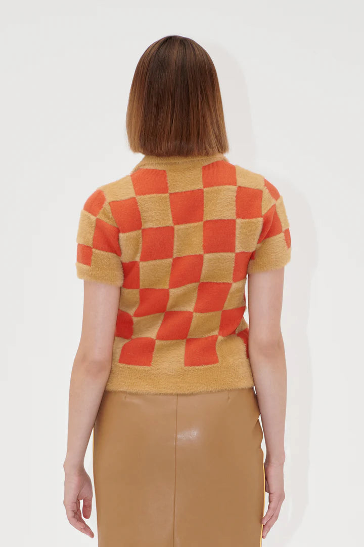 Short Sleeve Knit Polo - Mecca Orange/Curry by Stine Goya