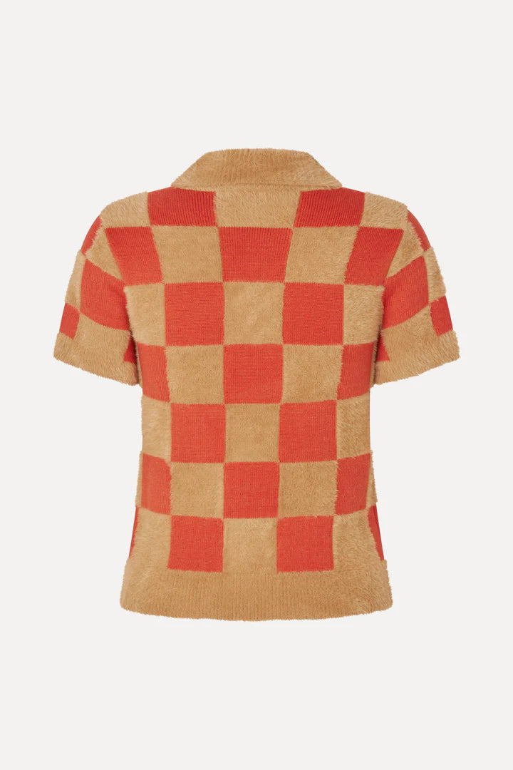 Short Sleeve Knit Polo - Mecca Orange/Curry by Stine Goya