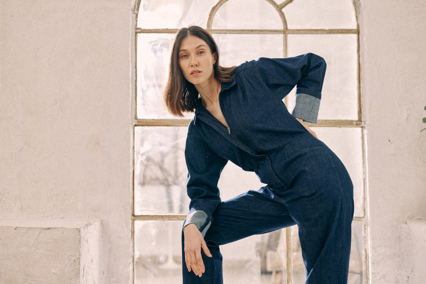 Navy Denim Boilersuit by Cossac