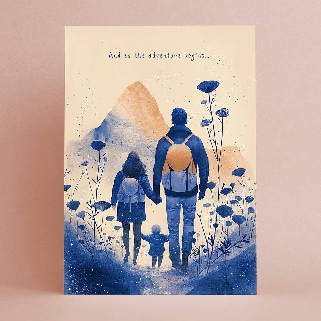 And so the adventure begins | New Baby Card | Gender Neutral: Kraft paper