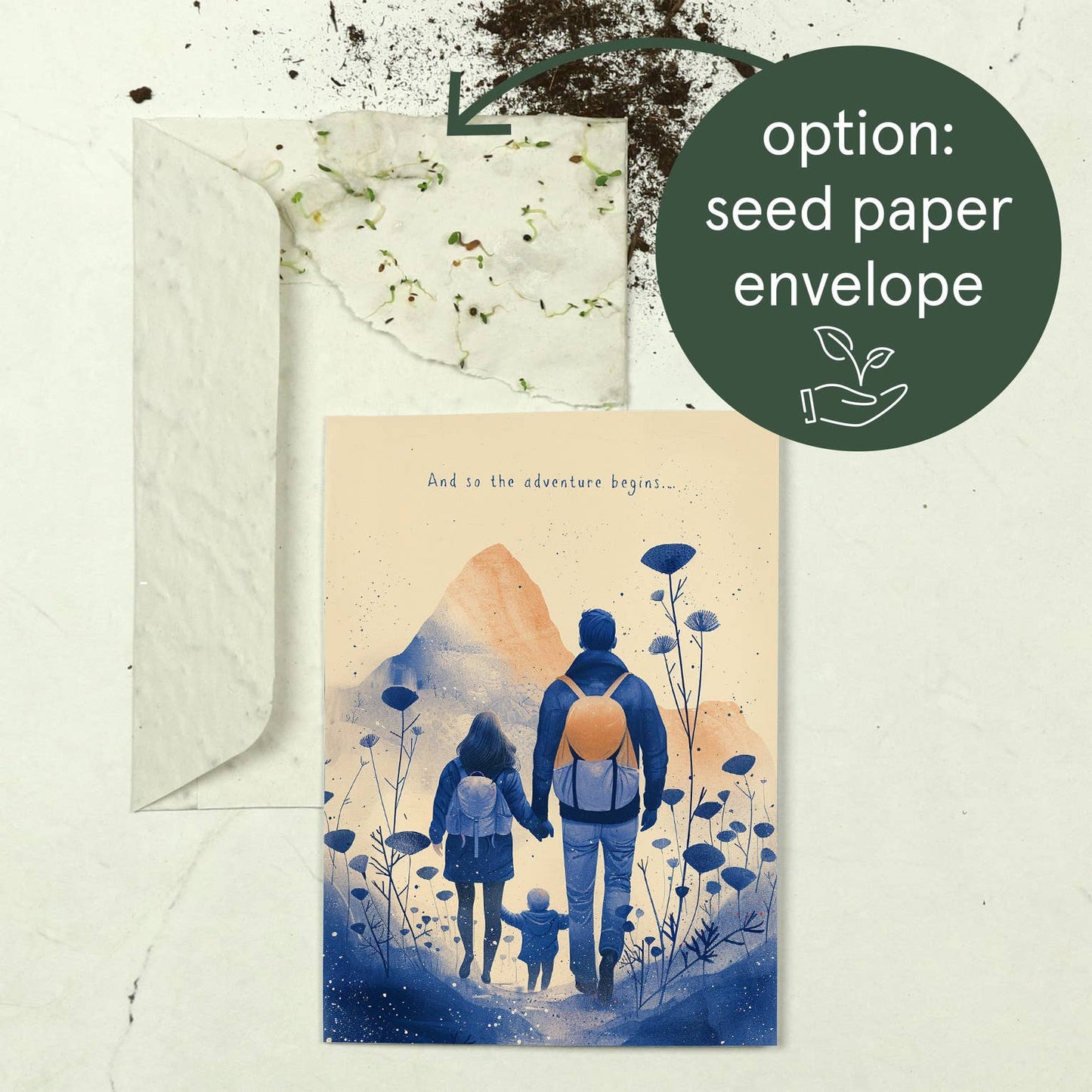 And so the adventure begins | New Baby Card | Gender Neutral: Kraft paper