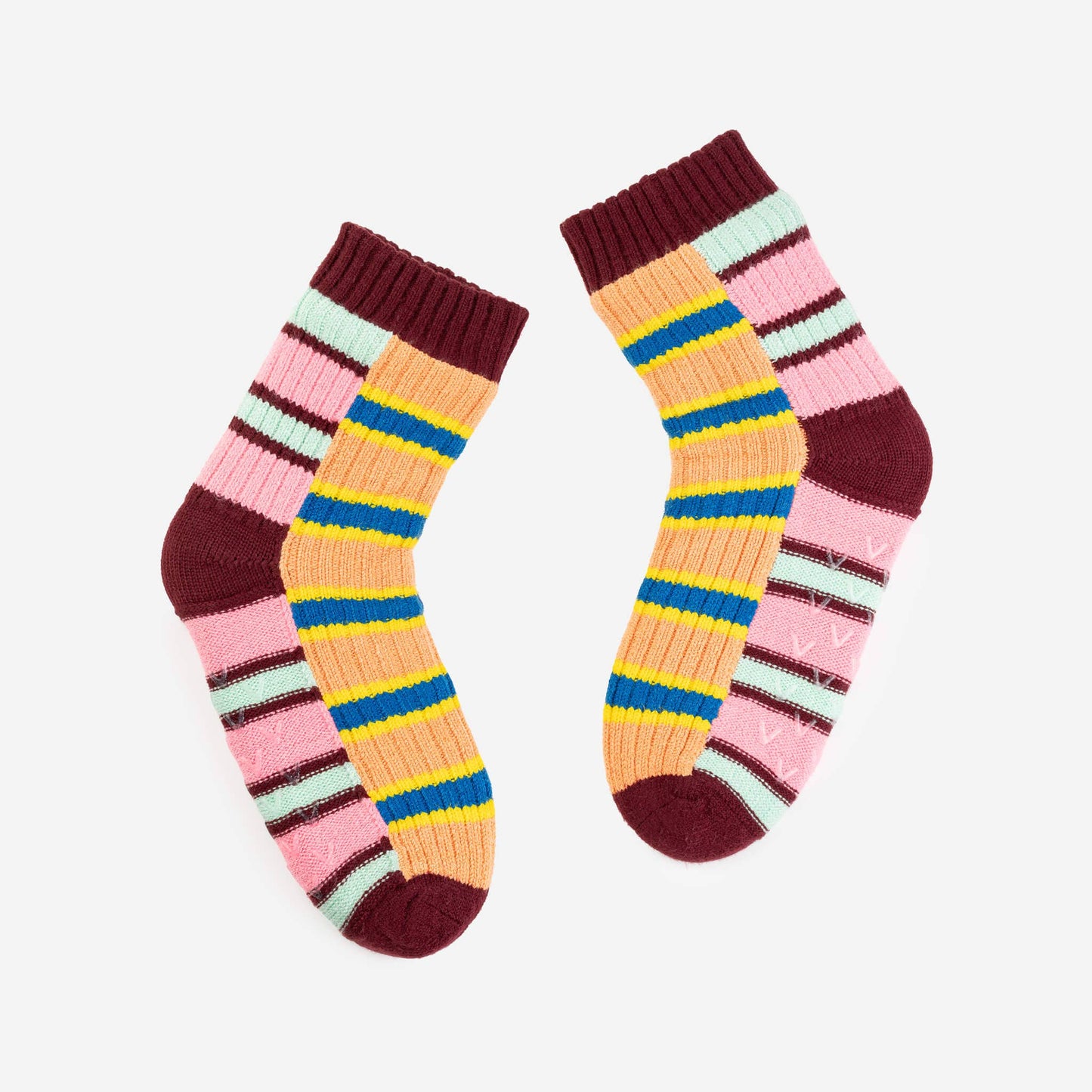 Zipper Stripe House Socks: Poppy Stone Blue / L/XL - W 9.5-12.5<br>M 8-11