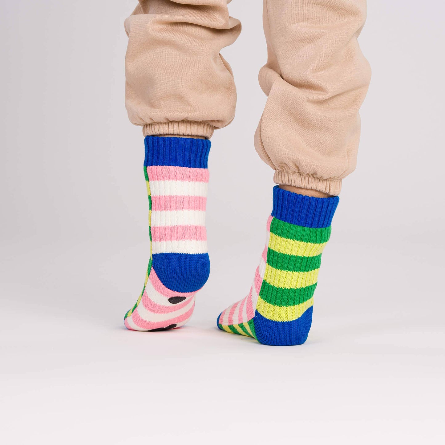Super Stripe Knit House Socks: Lime Green by Verloop