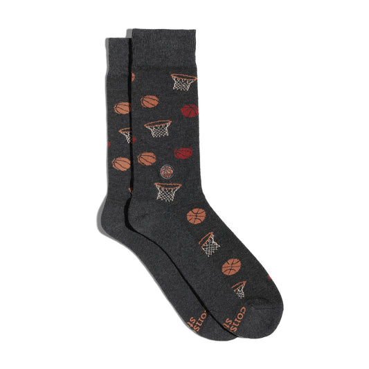Socks that Support Youth Sports (Gray Basketballs): Medium