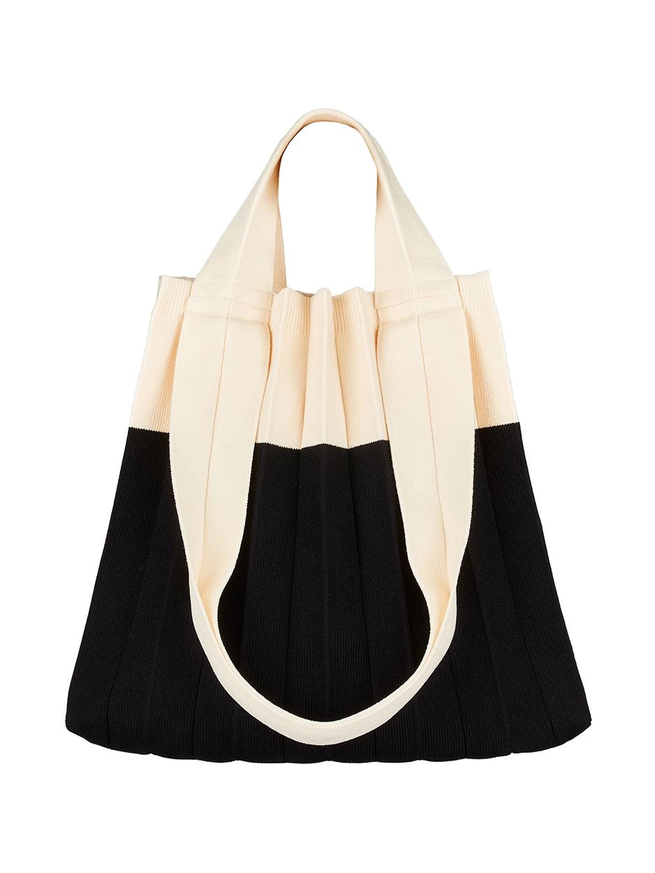 New 2Way Shopper Bag  -White Black by PleatsMama