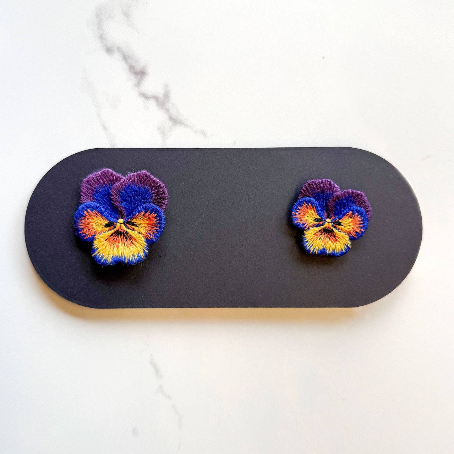 💜 Pansies Embroidered Brooches – Violet (set of 2) - by Botanopia