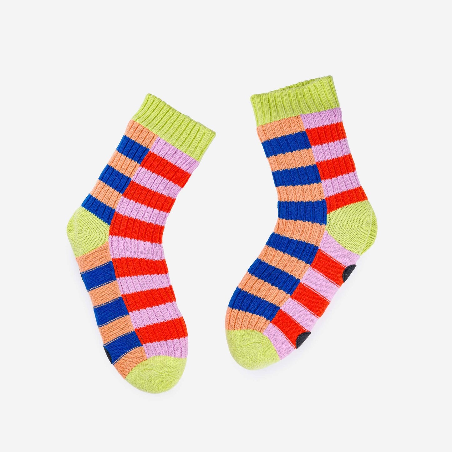 Super Stripe Knit House Socks: Peach Cobalt by Verloop