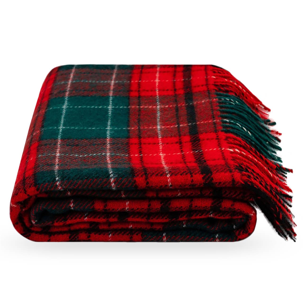 Wool Throw Blanket Tartan Noel - Red, Green by MoST