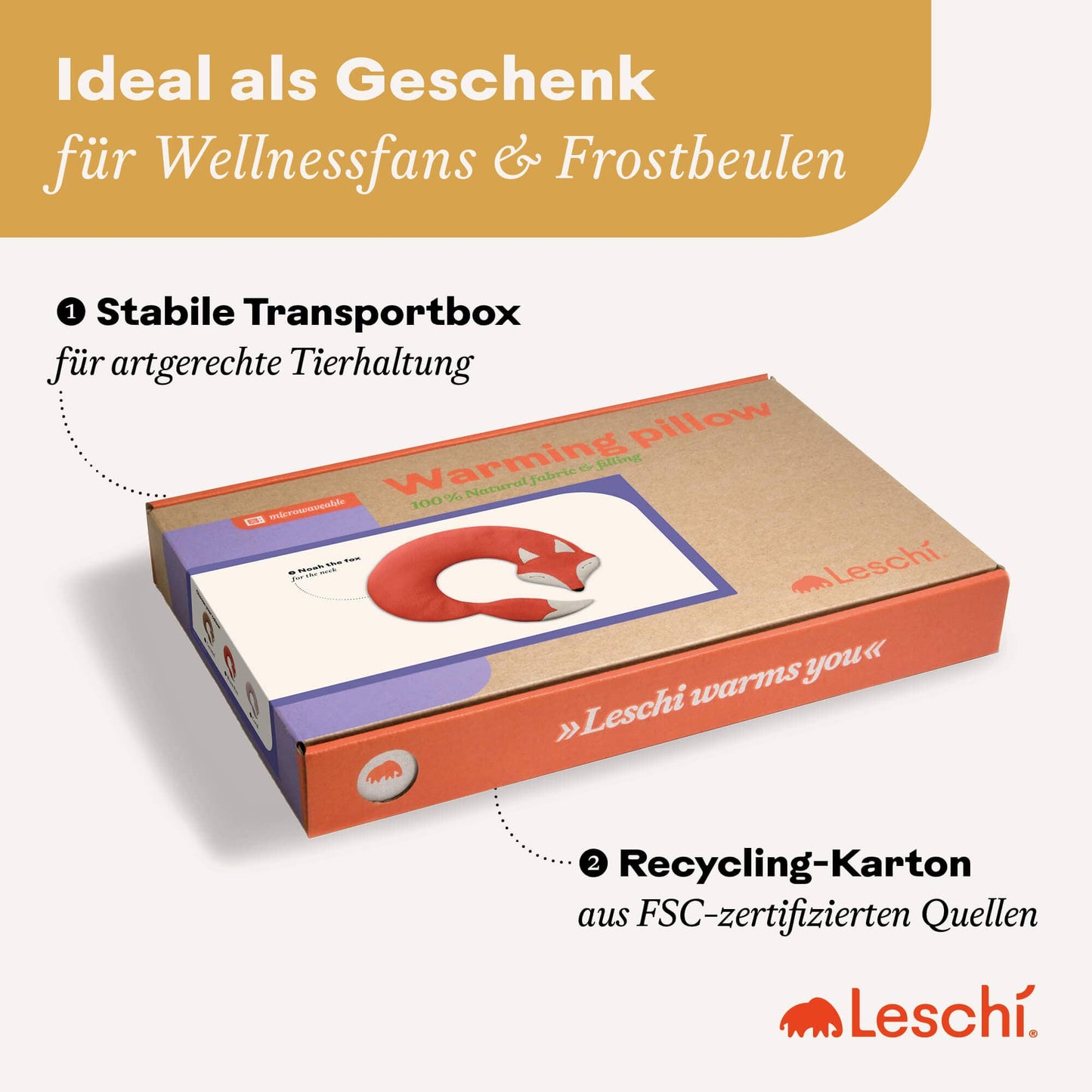 Organic Grain Pillow Fox - Red by Leschi