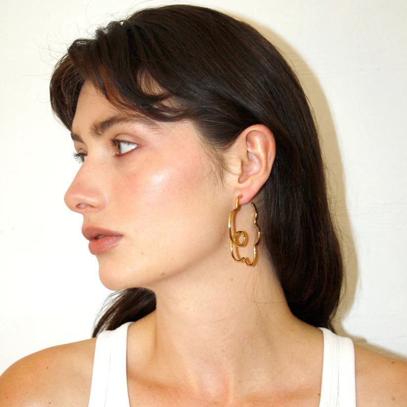 Flower Loop Earrings - Gold Medium by Kroon 02