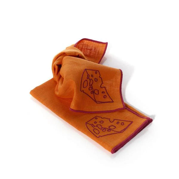 Linen Embroidered Napkins | Cheese - MAEGEN HOMEWARE