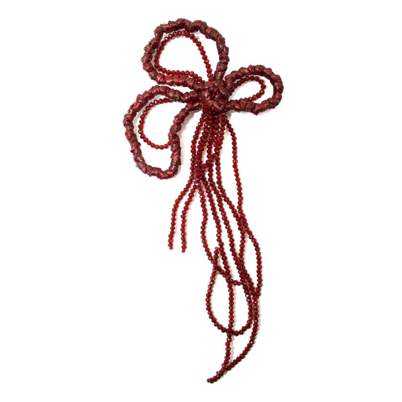 Raffia Brooch - Burgundy by Kroon 02