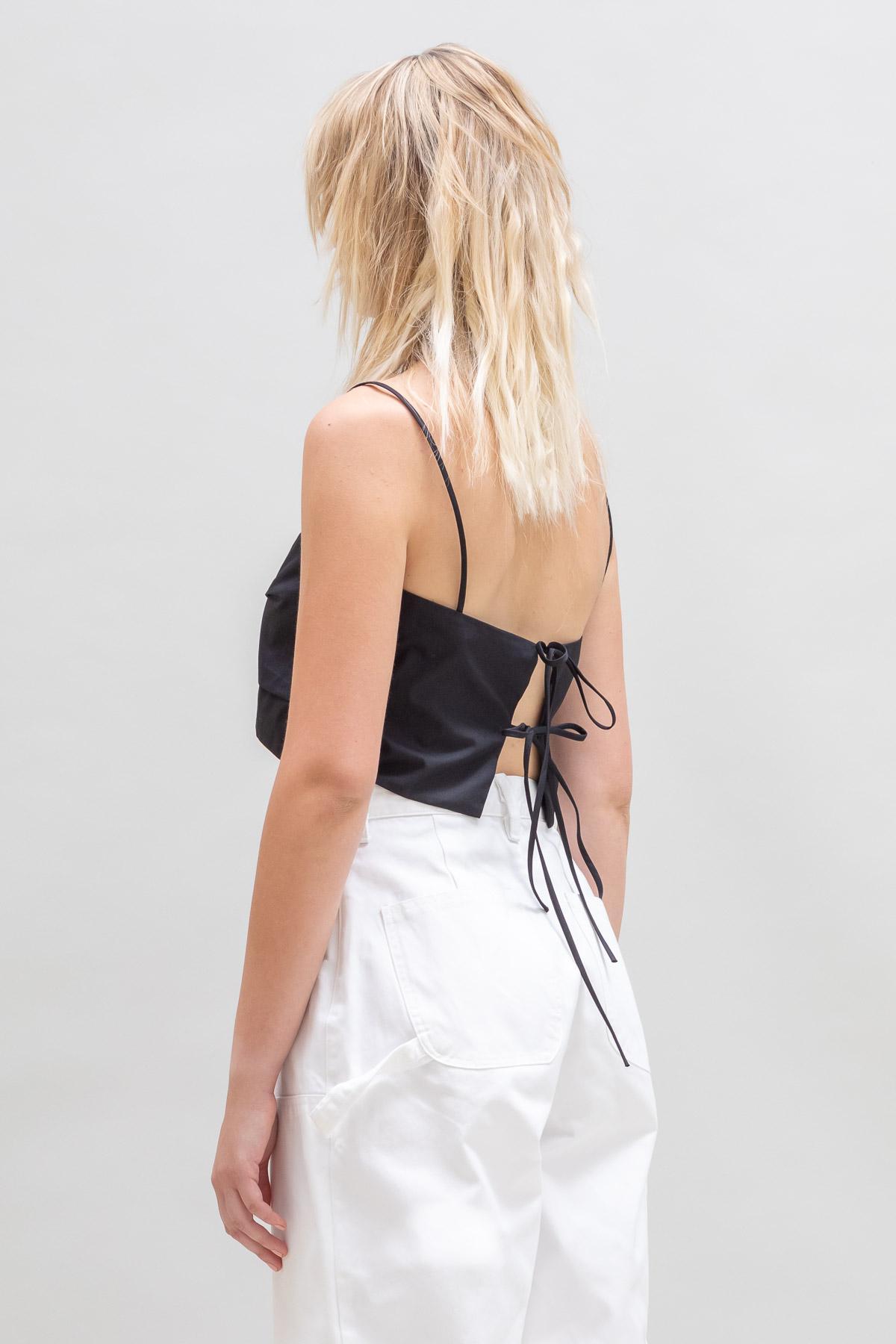 Bandeau Crop Tie Back Top Black by Toit Volant