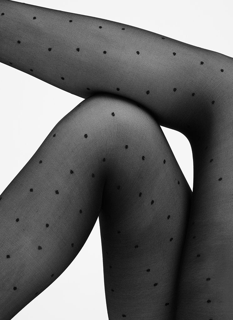 Doris Dots Tights Black by Swedish Stockings