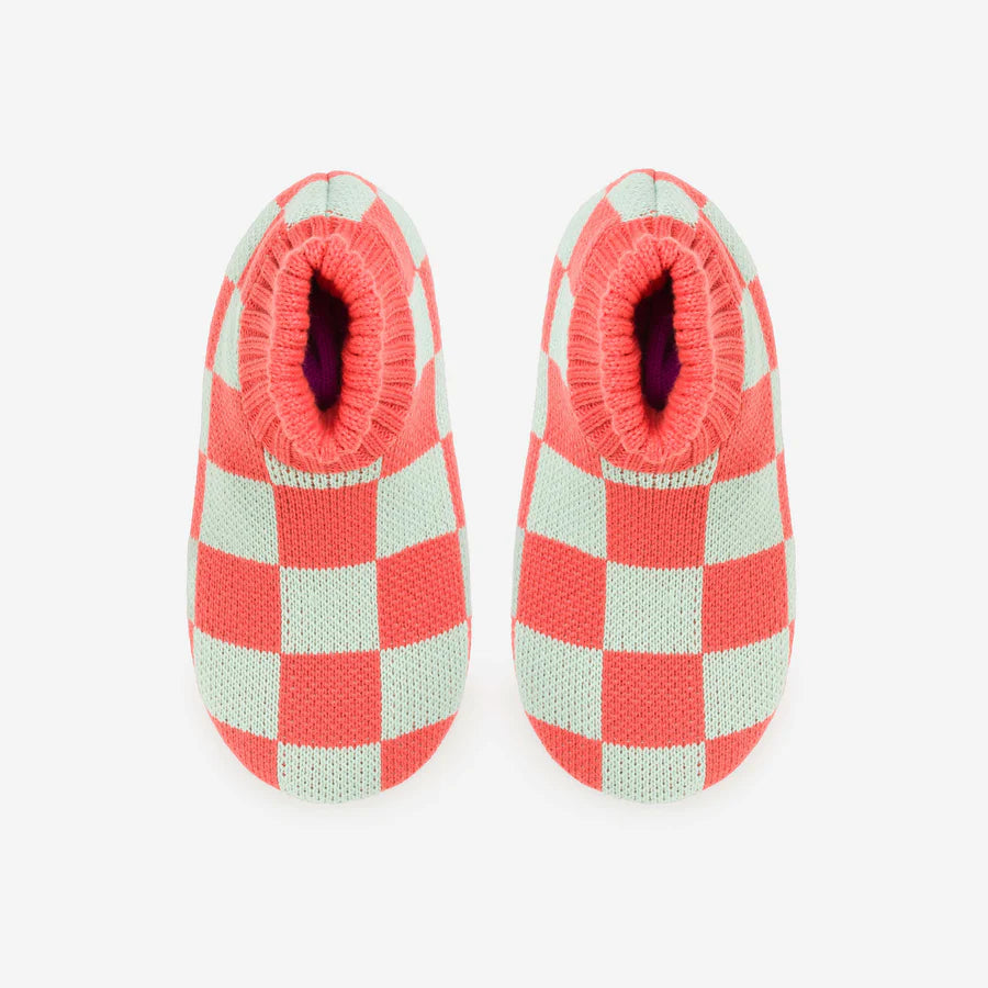 Checkerboard Knit Socks Slippers - Melon Jade by Verloop