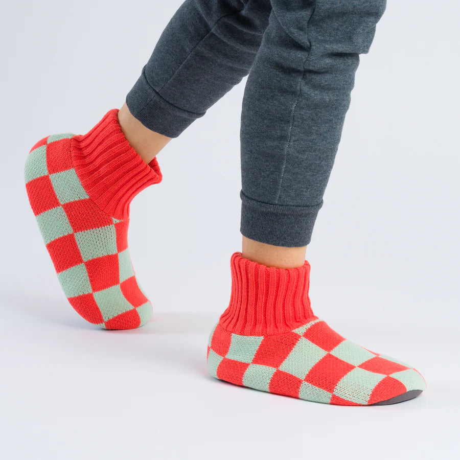 Checkerboard Knit Socks Slippers - Melon Jade by Verloop