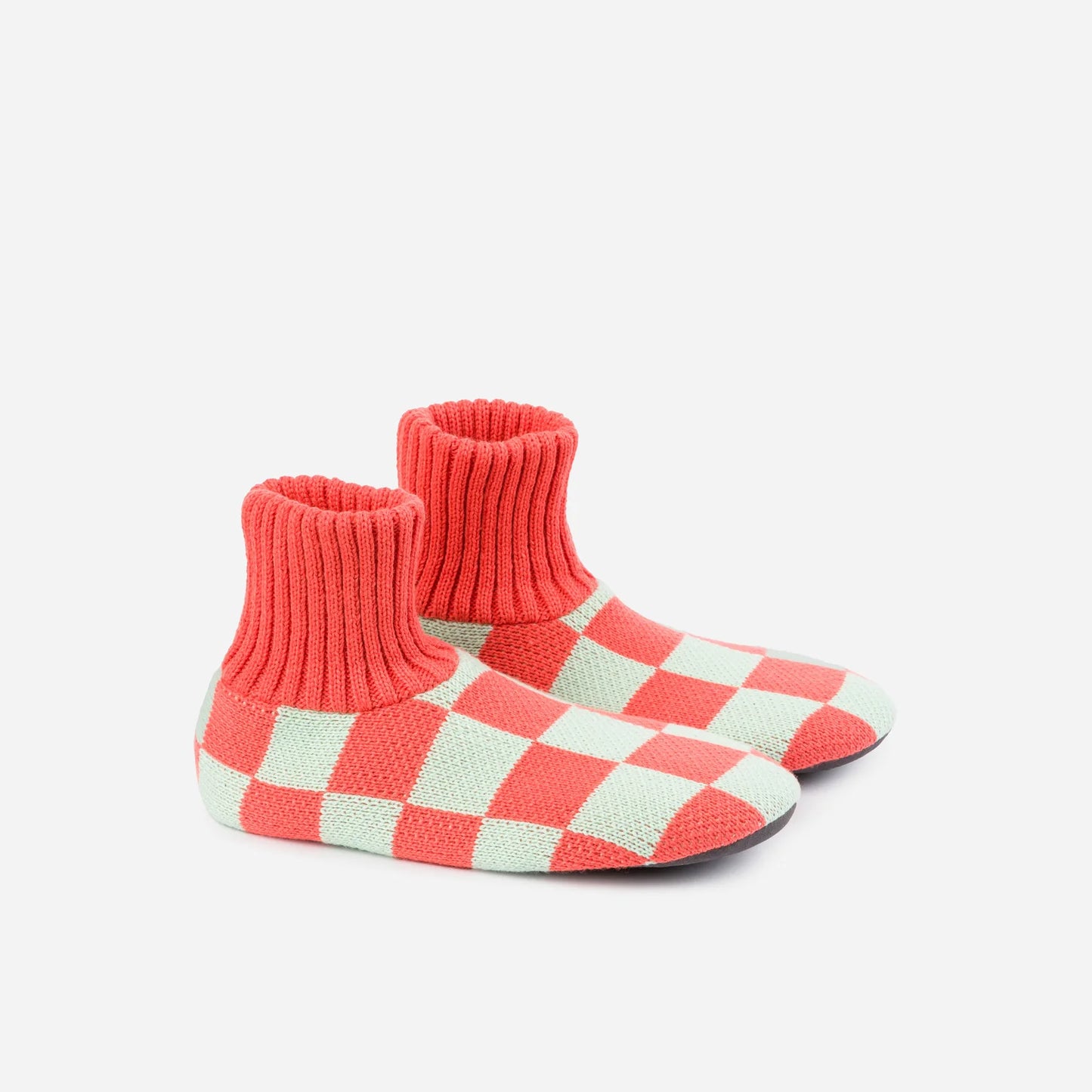 Checkerboard Knit Socks Slippers - Melon Jade by Verloop