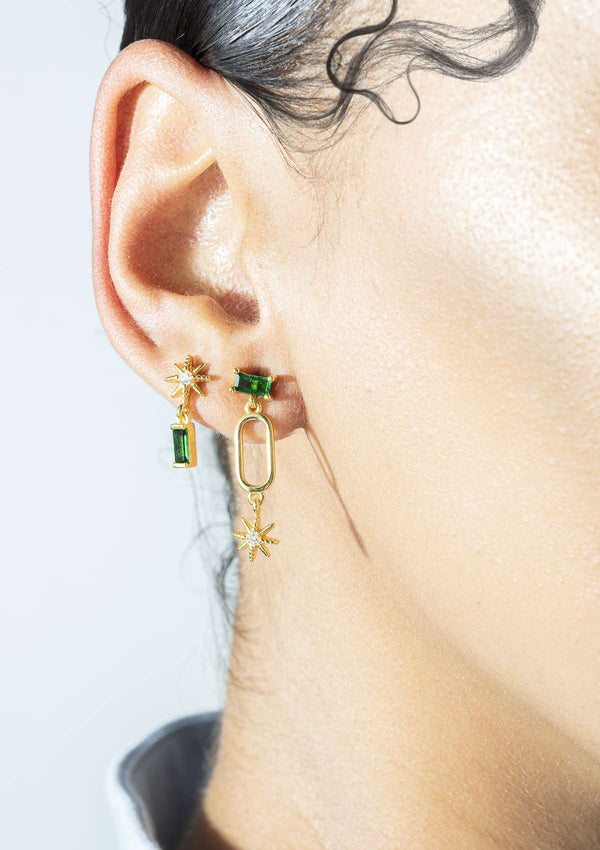 Collector Earrings Green Gilt - by House of Vincent