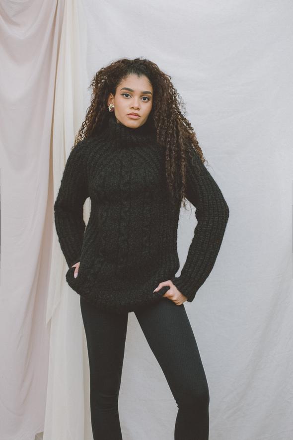 Long Black Wool Jumper by Cossac